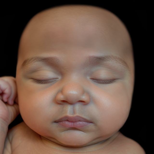 The same baby's face after 8K Real View enhancement.